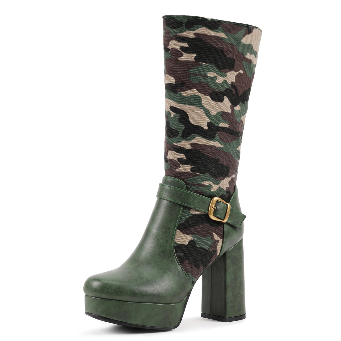 Fashion Punk Style Camouflage High-Cut Women's Boots with Thick Heel and Platform Made to order, ships in 7 days