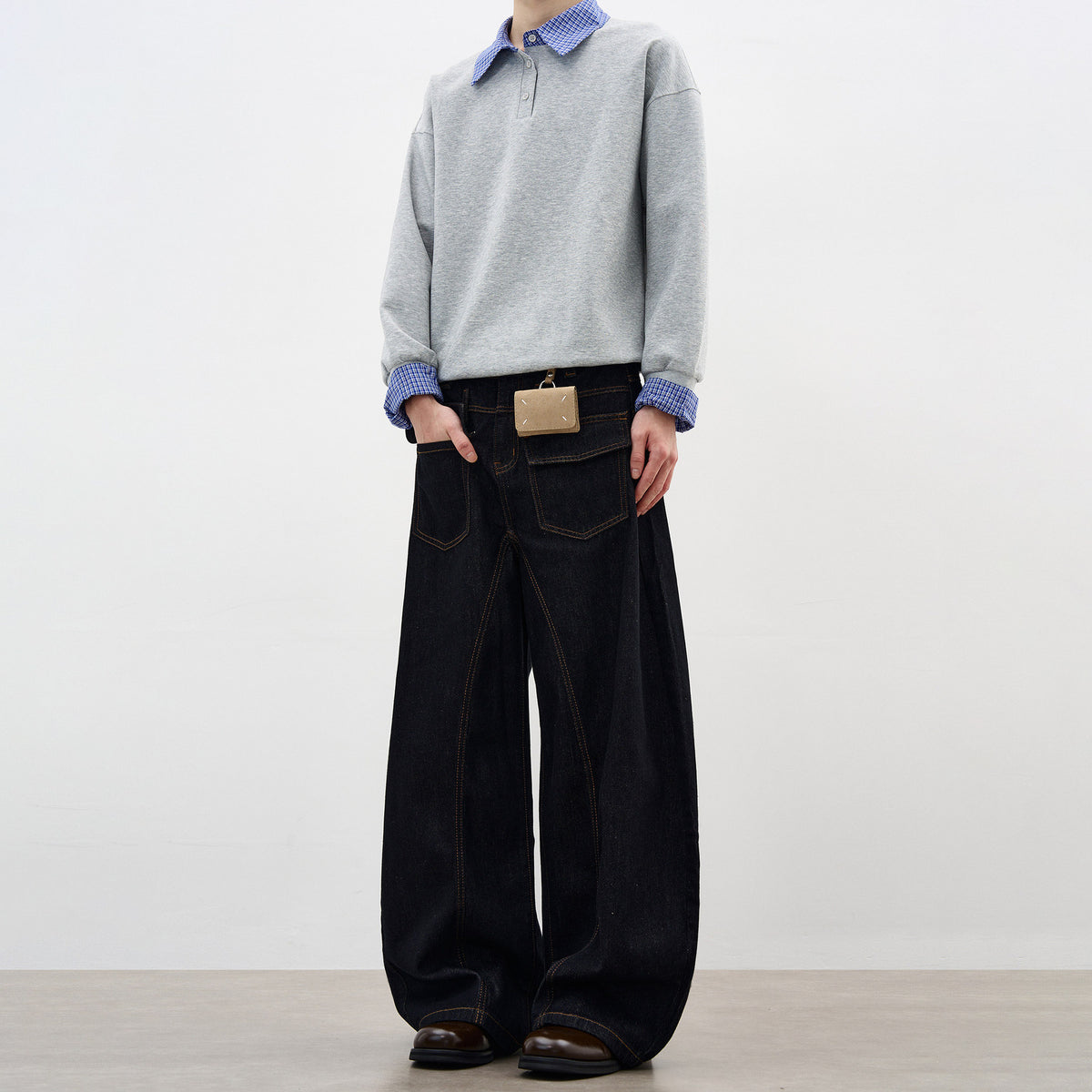 Stylish Reversible Pocket Knife-Style Denim Pants for Men, Spring and Autumn New Design, Wide-Leg Oversized Lazy Long Trousers