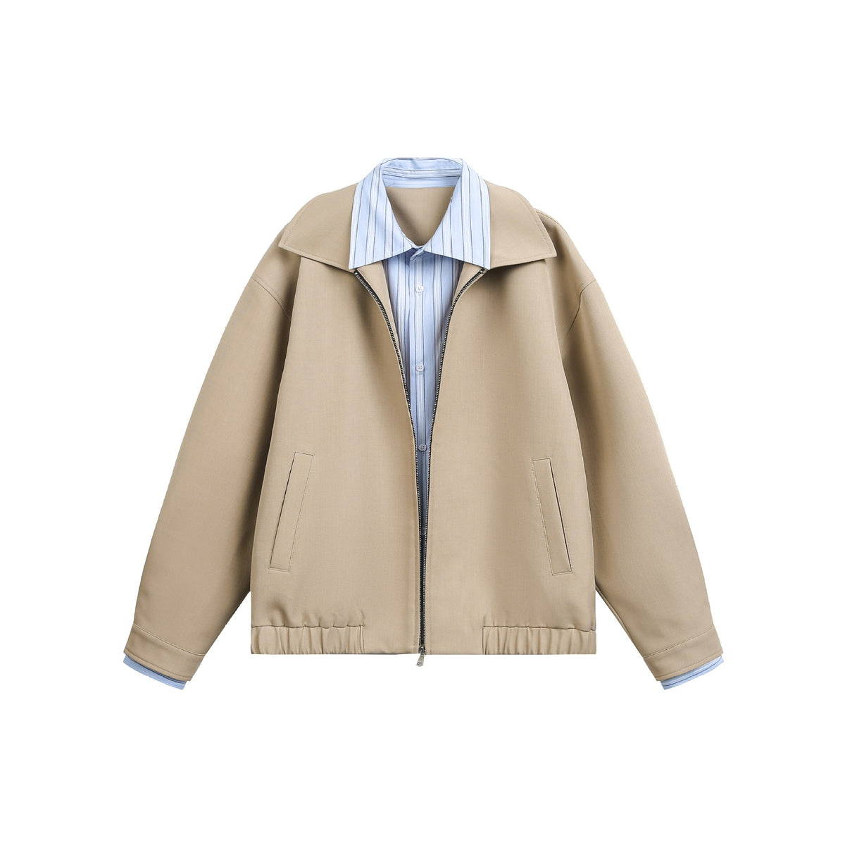 False Two-Piece Lapel Jacket Men Loose Streetwear Casual Outerwear