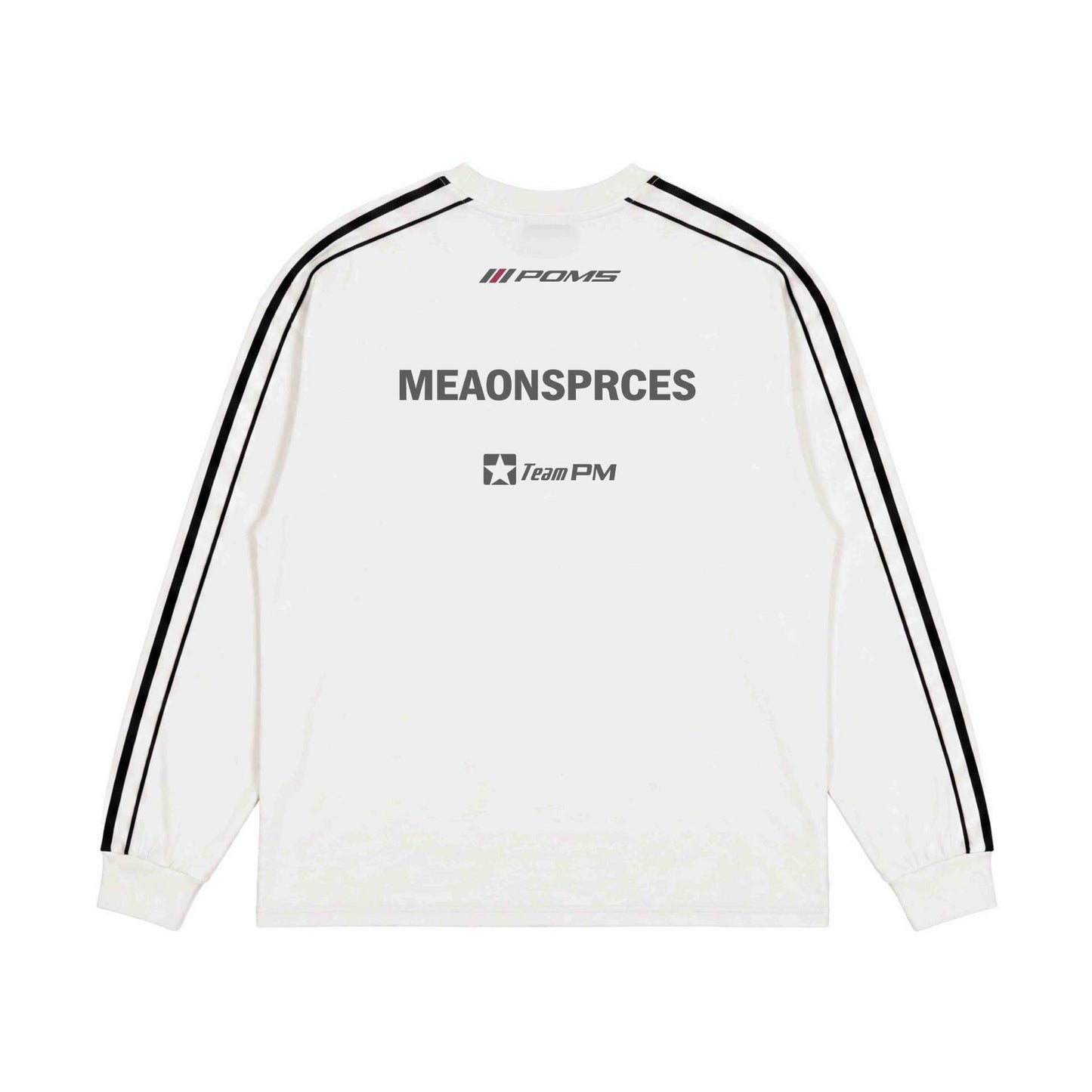 Motorcycle wind fabric letter-print round-neck loose-fitting long-sleeved T-shirt