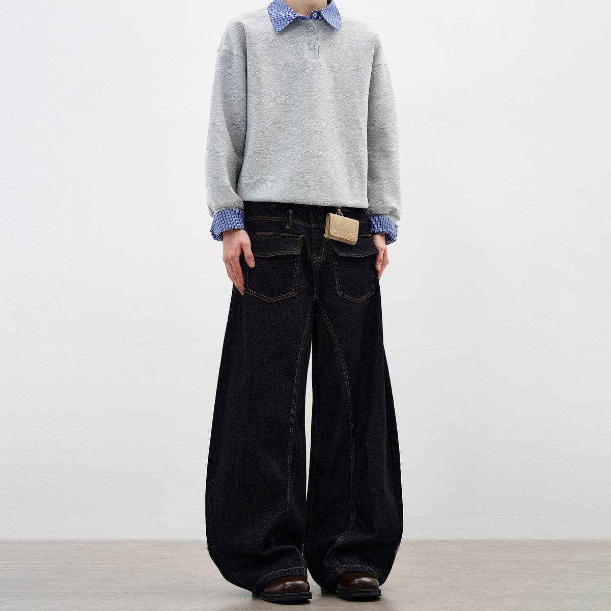 Stylish Reversible Pocket Knife-Style Denim Pants for Men, Spring and Autumn New Design, Wide-Leg Oversized Lazy Long Trousers