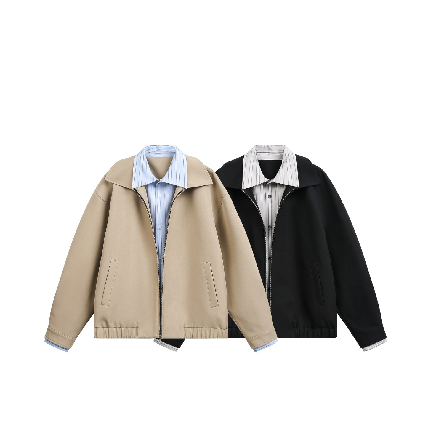 False Two-Piece Lapel Jacket Men Loose Streetwear Casual Outerwear