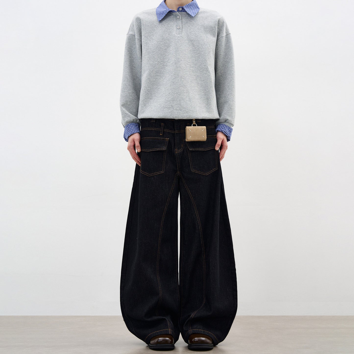 Stylish Reversible Pocket Knife-Style Denim Pants for Men, Spring and Autumn New Design, Wide-Leg Oversized Lazy Long Trousers