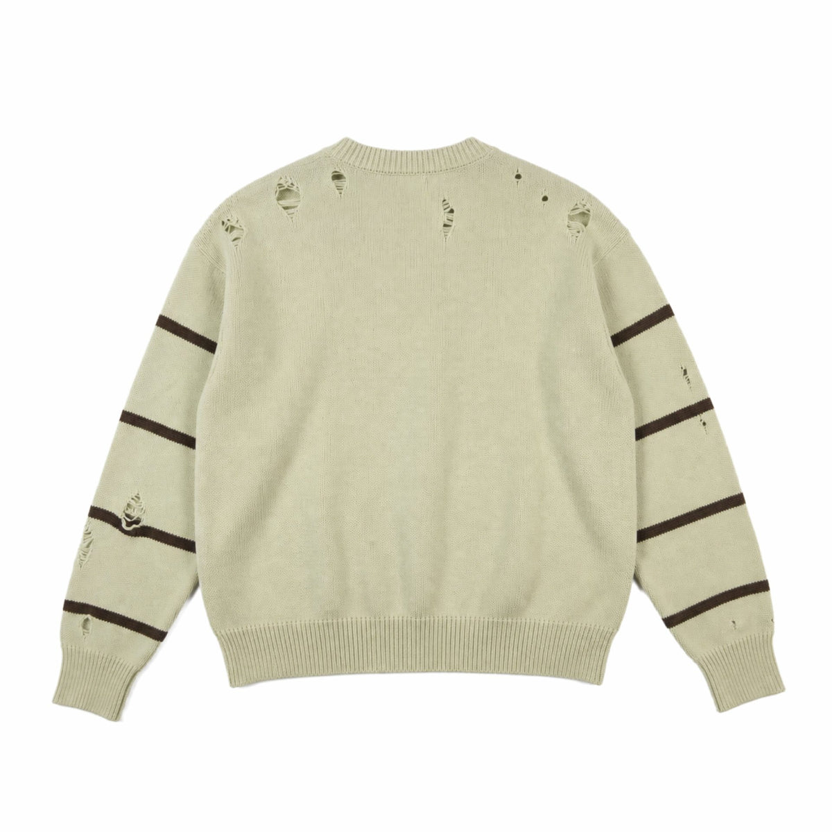 Distressed Hollow-out Patchwork Stripe Number Frayed Edge Embroidery Pullover sweater