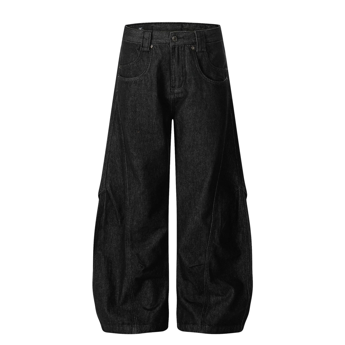 Retro 3D Deconstructed Denim Pants Men Fashion Loose Straight Leg Knife Cut Pants