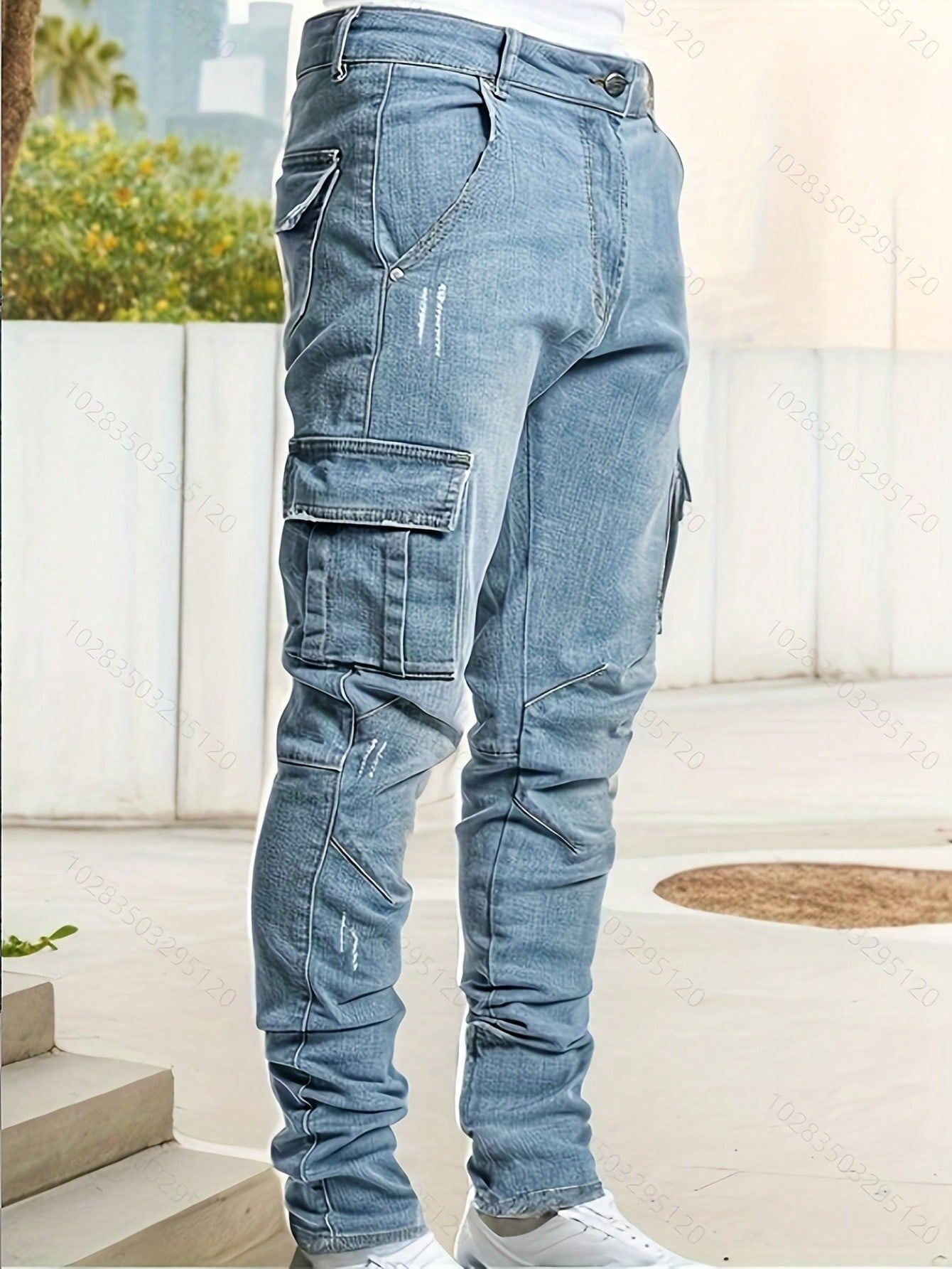 Streetwear Stylish Men's Skinny Jeans with Washed Finish, Retro Design, Versatile Fit
